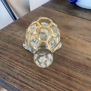 Glass/Crystal And Gold Turtle Trinket